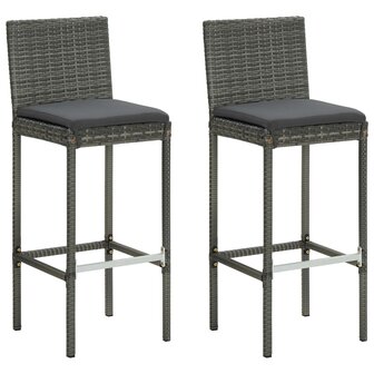 3-delige Tuinbarset met kussens poly rattan grijs