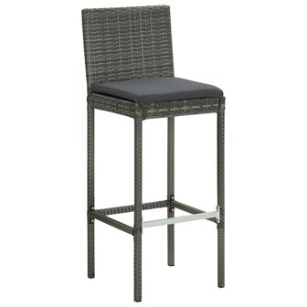 3-delige Tuinbarset met kussens poly rattan grijs