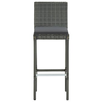 3-delige Tuinbarset met kussens poly rattan grijs
