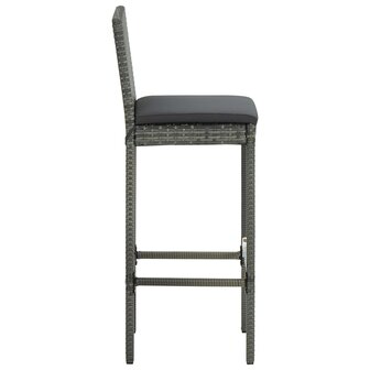 3-delige Tuinbarset met kussens poly rattan grijs