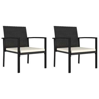 3-delige Tuinset poly rattan zwart