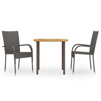 3-delige Tuinset poly rattan bruin