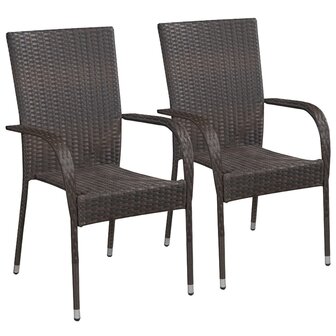 3-delige Tuinset poly rattan bruin