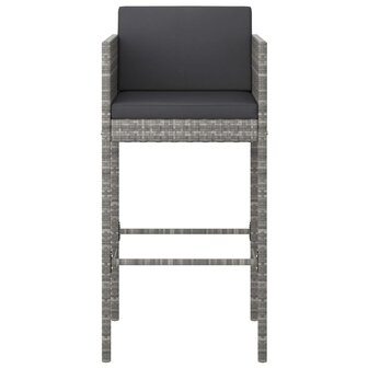 3-delige Tuinbarset met kussens poly rattan grijs