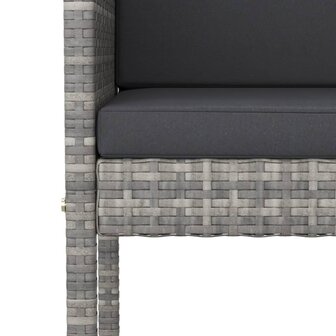 3-delige Tuinbarset met kussens poly rattan grijs