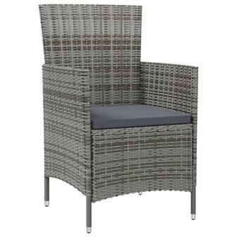 3-delige Tuinset met kussens poly rattan grijs