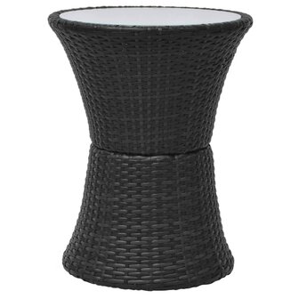 3-delige Bistroset met kussens poly rattan zwart
