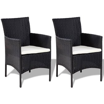 4-delige Loungeset met kussens poly rattan zwart