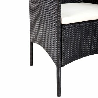 4-delige Loungeset met kussens poly rattan zwart