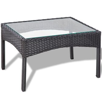 4-delige Loungeset met kussens poly rattan zwart