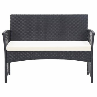 4-delige Loungeset met kussen poly rattan zwart