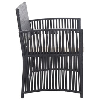 4-delige Loungeset met kussen poly rattan zwart