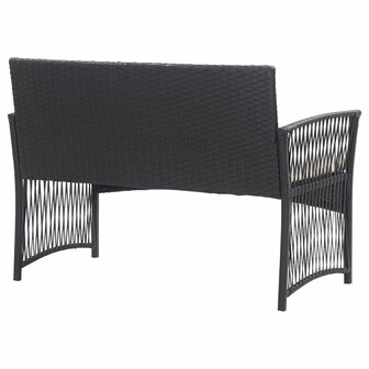 4-delige Loungeset met kussen poly rattan zwart