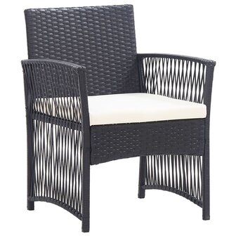 4-delige Loungeset met kussen poly rattan zwart