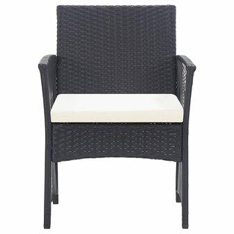 4-delige Loungeset met kussen poly rattan zwart