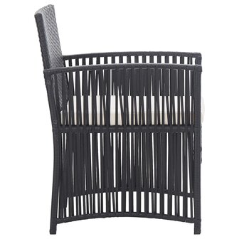 4-delige Loungeset met kussen poly rattan zwart