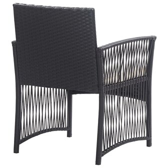 4-delige Loungeset met kussen poly rattan zwart
