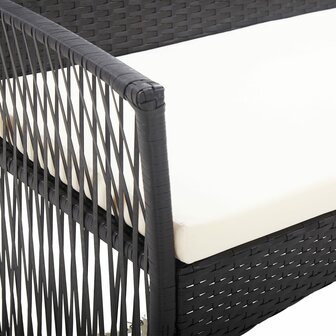4-delige Loungeset met kussen poly rattan zwart