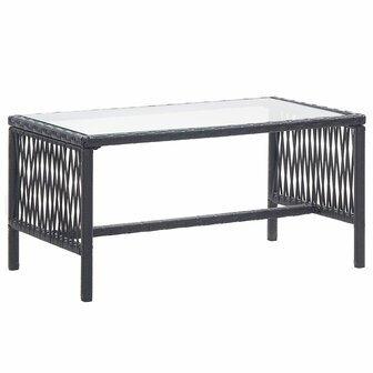 4-delige Loungeset met kussen poly rattan zwart
