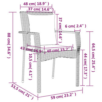 Tuinstoelen 4 st met kussens poly rattan zwart