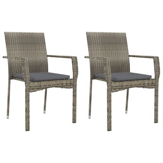 3-delige Tuinset met kussens poly rattan zwart en grijs