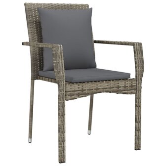 3-delige Tuinset met kussens poly rattan zwart en grijs