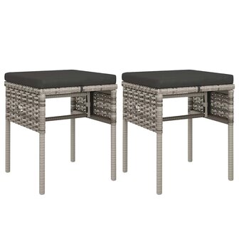 6-delige Loungeset met kussens poly rattan grijs