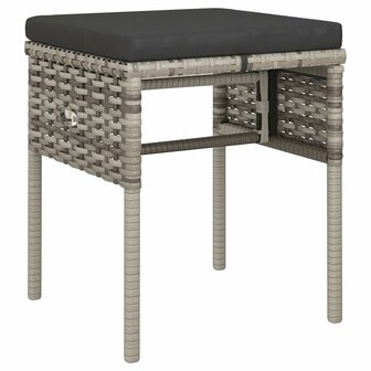 6-delige Loungeset met kussens poly rattan grijs