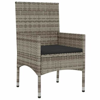 6-delige Loungeset met kussens poly rattan grijs
