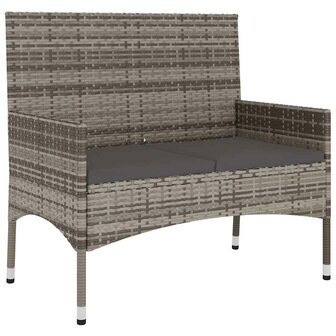 6-delige Loungeset met kussens poly rattan grijs
