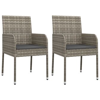3-delige Tuinset met kussens poly rattan zwart en grijs