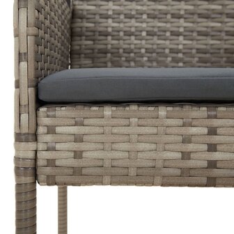 3-delige Tuinset met kussens poly rattan zwart en grijs