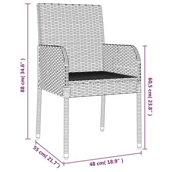3-delige Tuinset met kussens poly rattan zwart en grijs