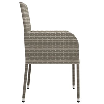 3-delige Tuinset met kussens poly rattan grijs