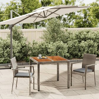 3-delige Tuinset met kussens poly rattan grijs