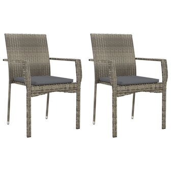 3-delige Tuinset met kussens poly rattan grijs