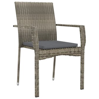 3-delige Tuinset met kussens poly rattan grijs
