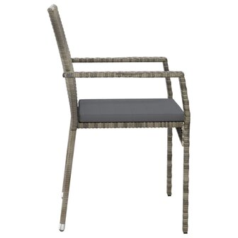3-delige Tuinset met kussens poly rattan grijs