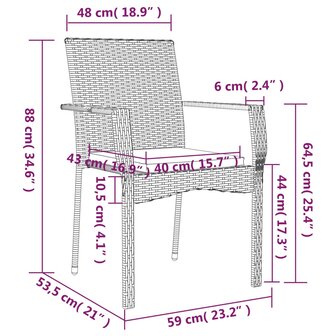 3-delige Tuinset met kussens poly rattan grijs