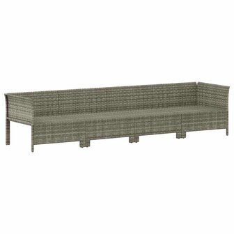 4-delige Loungeset met kussens poly rattan grijs
