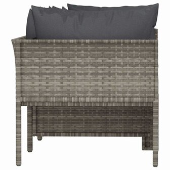 4-delige Loungeset met kussens poly rattan grijs
