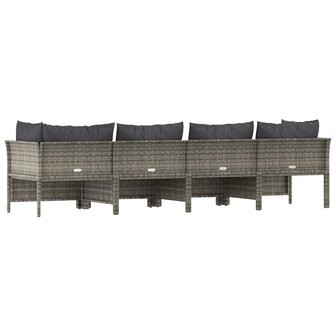4-delige Loungeset met kussens poly rattan grijs