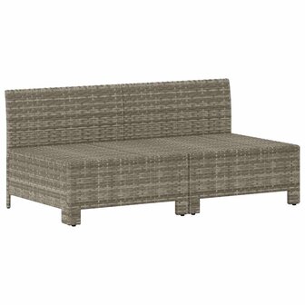 Tuinbank 2-zits met kussens poly rattan grijs