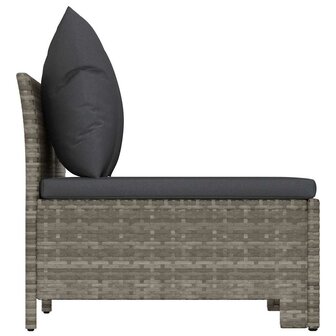 Tuinbank 2-zits met kussens poly rattan grijs