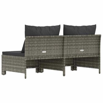 Tuinbank 2-zits met kussens poly rattan grijs