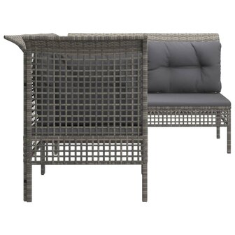 4-delige Loungeset met kussens poly rattan grijs