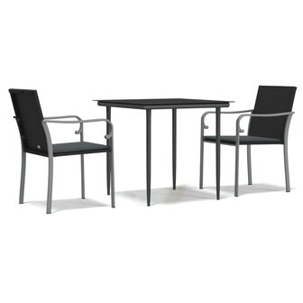3-delige Tuinset met kussens poly rattan en staal