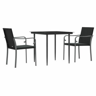 3-delige Tuinset met kussens poly rattan en staal