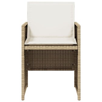 5-delige Tuinset met kussens poly rattan beige