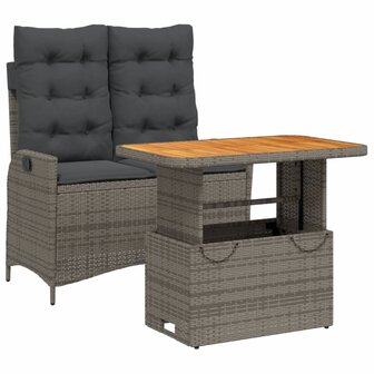 2-delige Tuinset met kussens poly rattan grijs